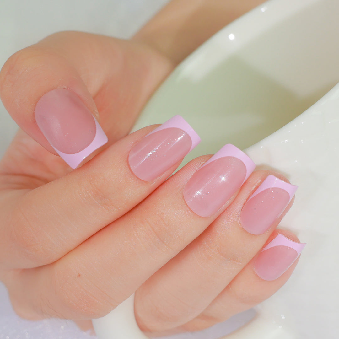 BLUSH TIP SQUARE SHAPE PRESS ON NAILS