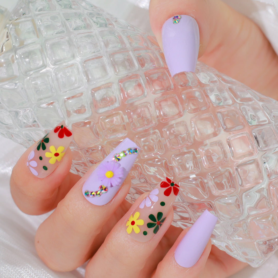 FLORALFUSION COFFIN SHAPE PRESS ON NAILS