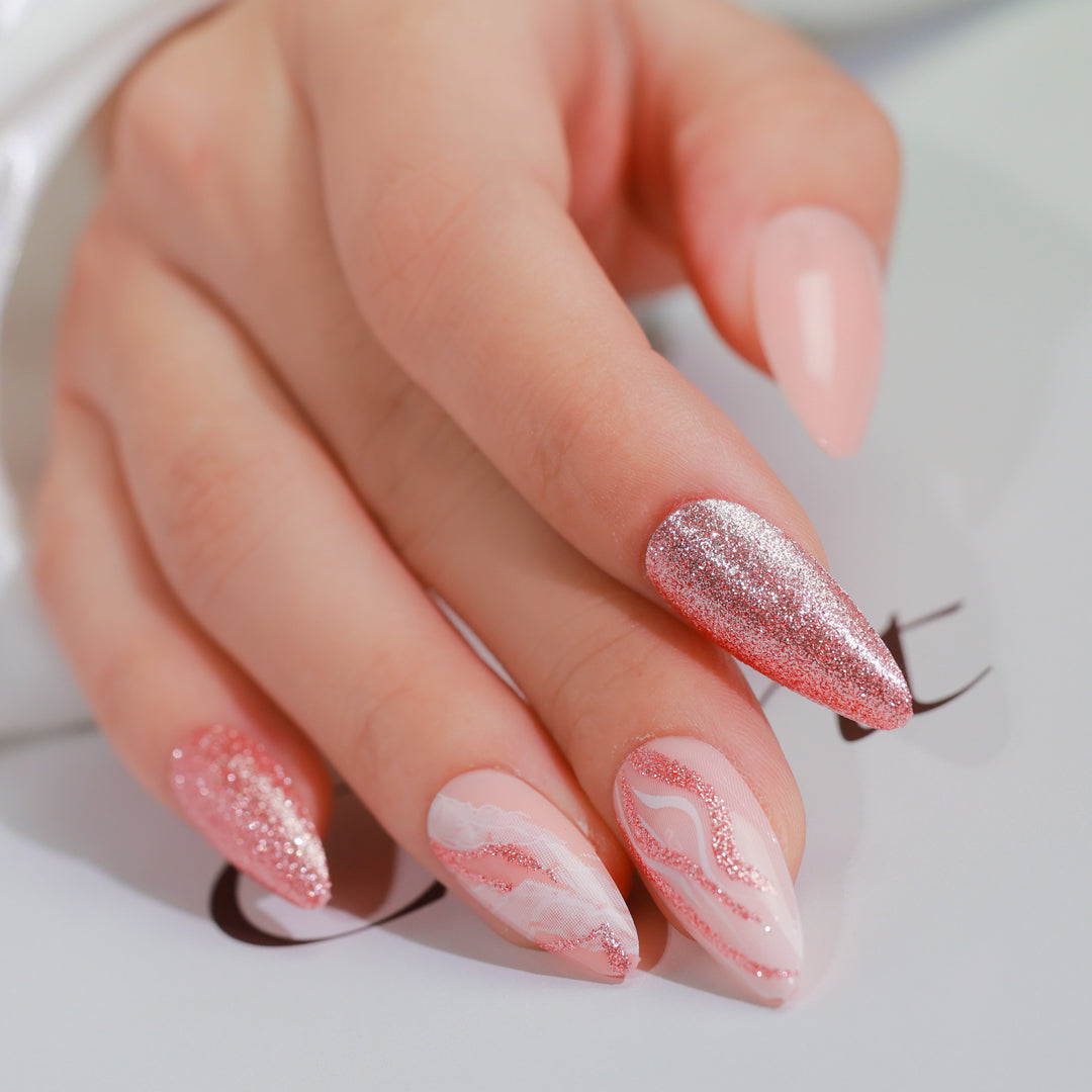 BLUSH & BLING ALMOND SHAPE PRESS ON NAILS