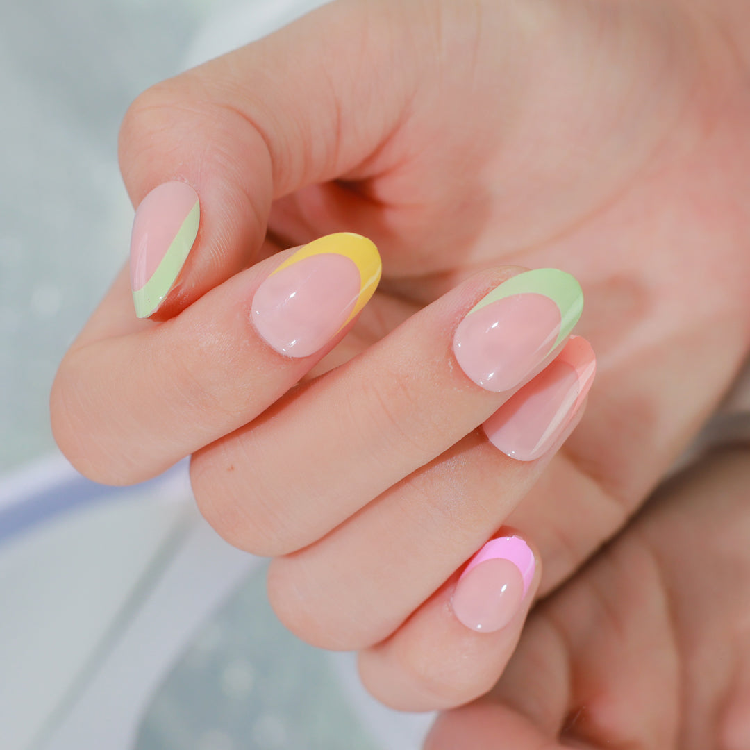 RAINBOW GLAM OVAL SHAPE PRESS ON NAILS