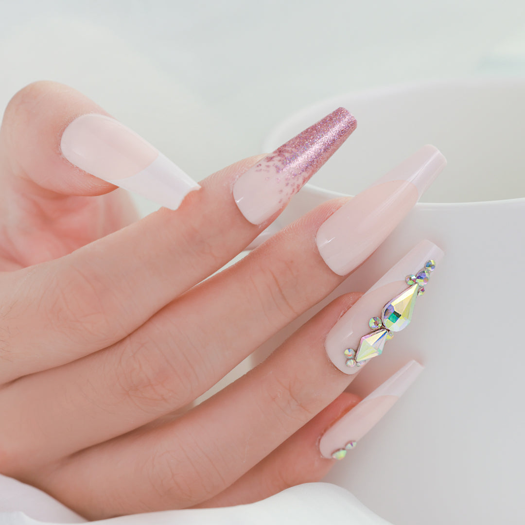 SERENE BLOSSOM COFFIN SHAPE PRESS ON NAILS