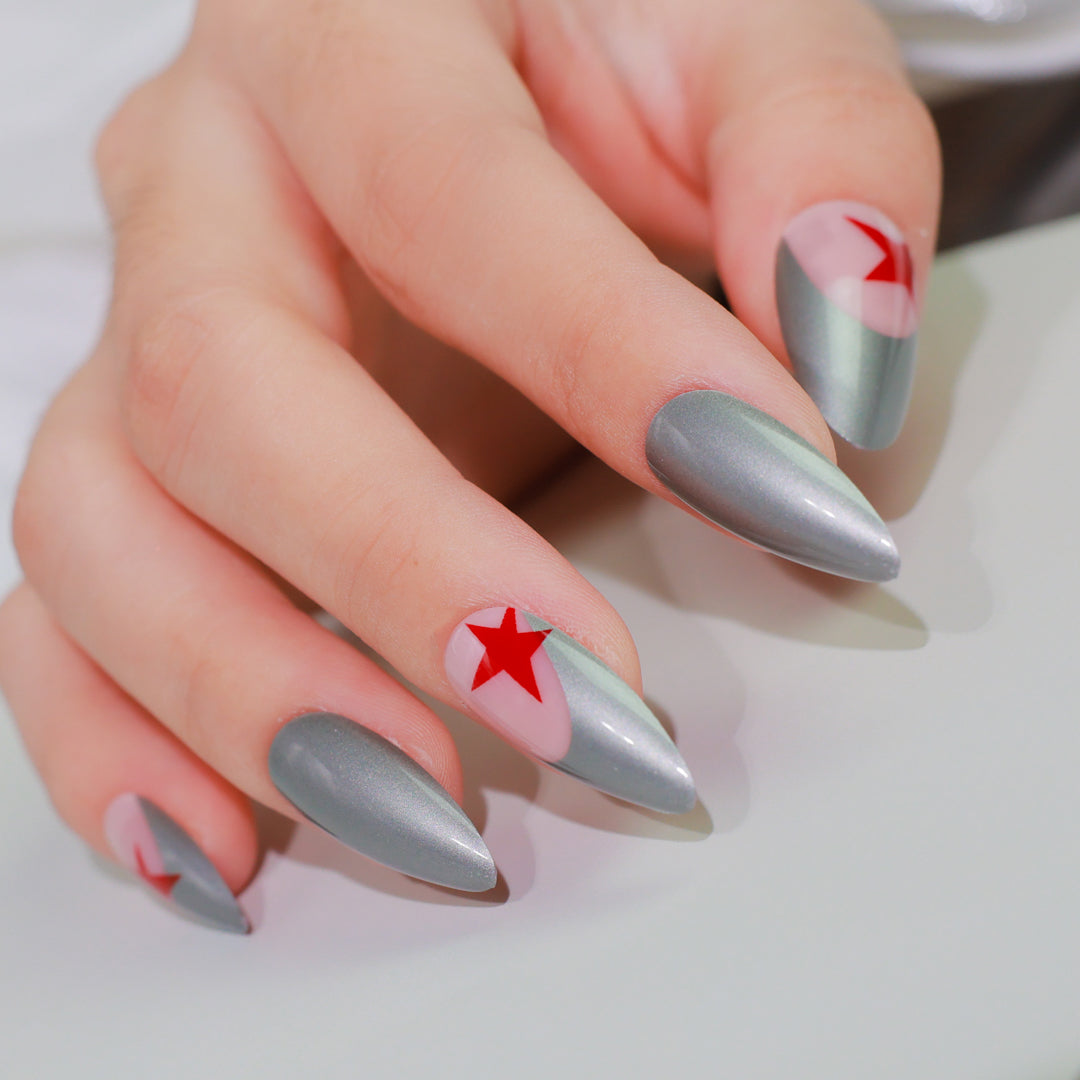 REDSTAR ALMOND SHAPE PRESS ON NAILS