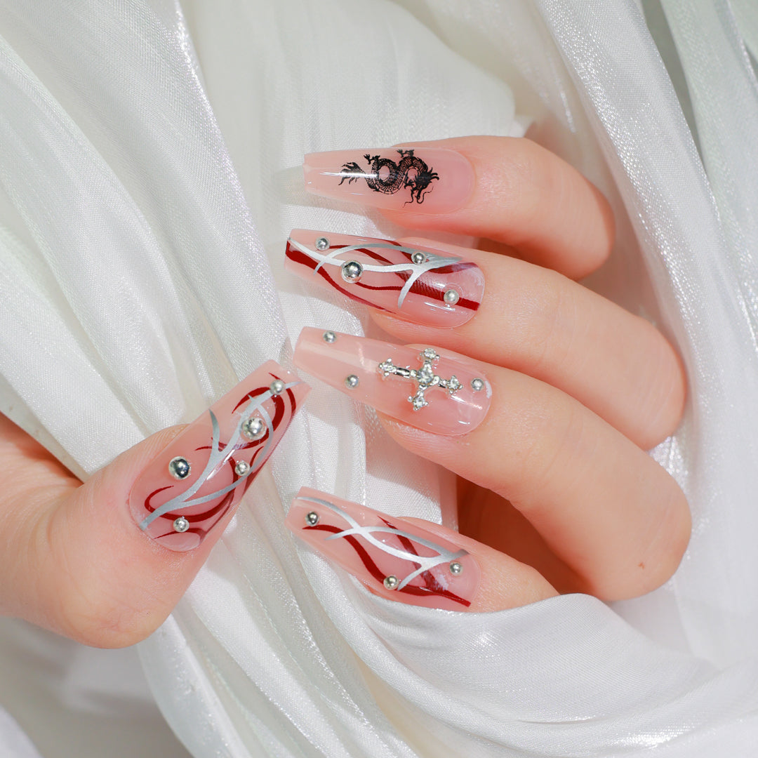 GLAMOUR CLAWS COFFIN SHAPE PRESS ON NAILS