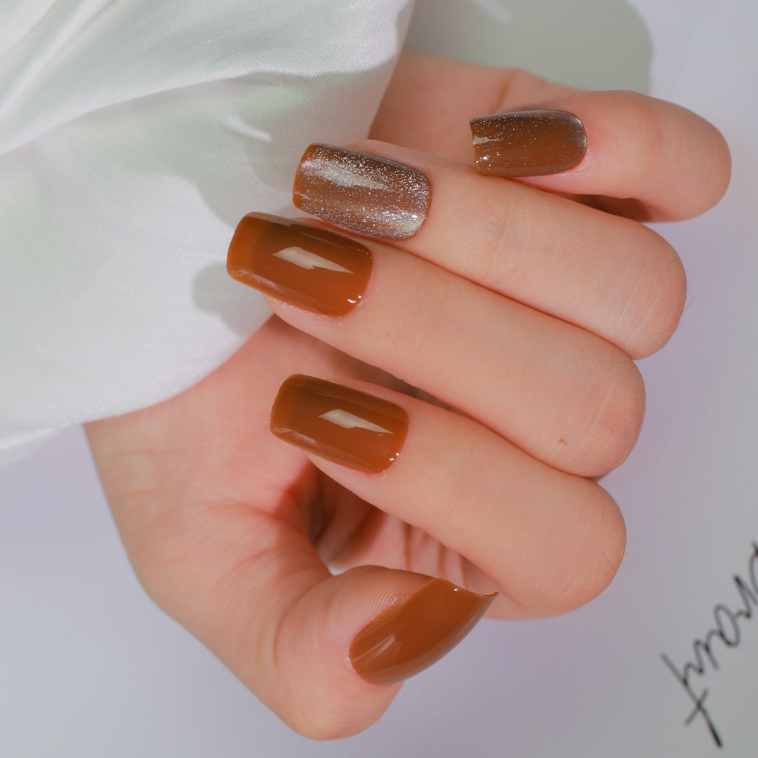 COFFEE CHIC SQUARE SHAPE PRESS ON NAILS