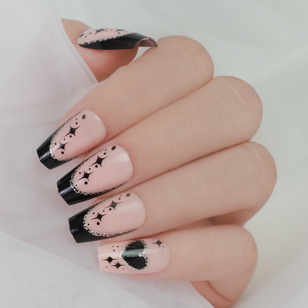 NOIR CELESTIAL COFFIN SHAPE PRESS ON NAILS