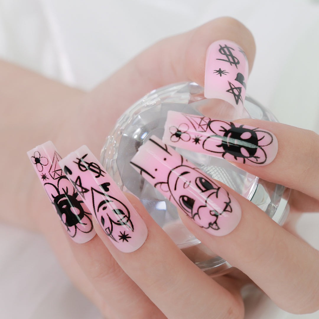 PINKY TRENDY SQUARE SHAPE PRESS ON NAILS