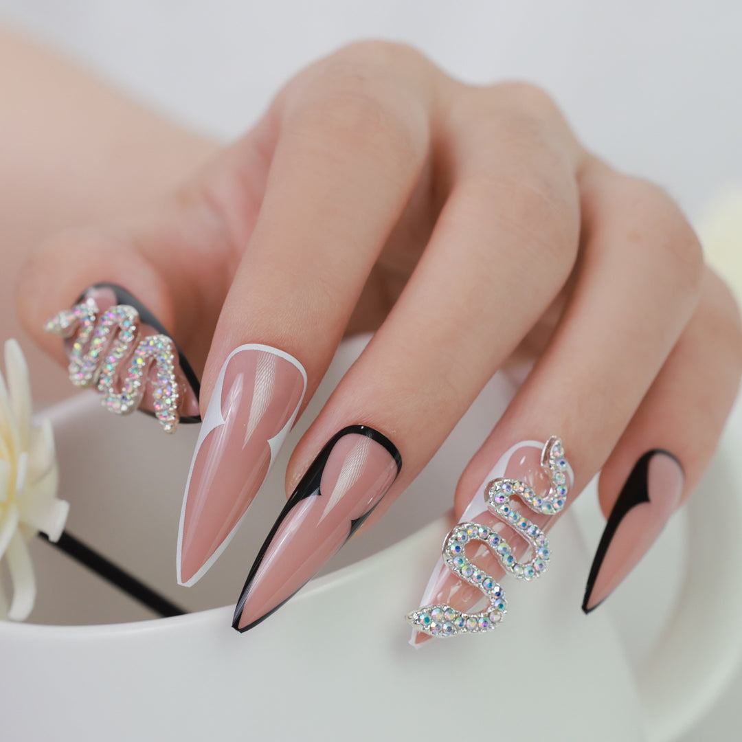 STILETTO SPARKLE COFFIN SHAPE PRESS ON NAILS