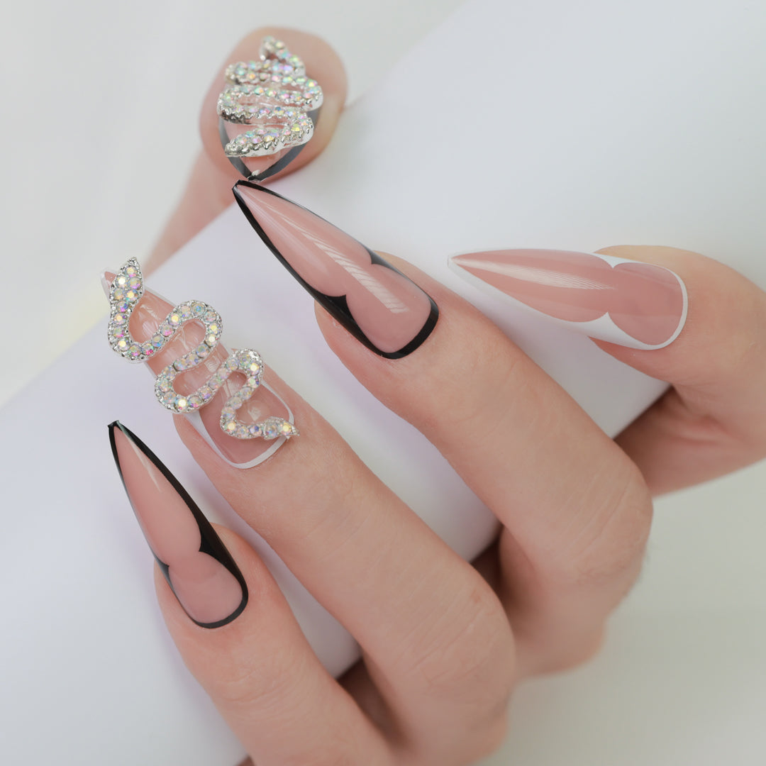 STILETTO SPARKLE COFFIN SHAPE PRESS ON NAILS