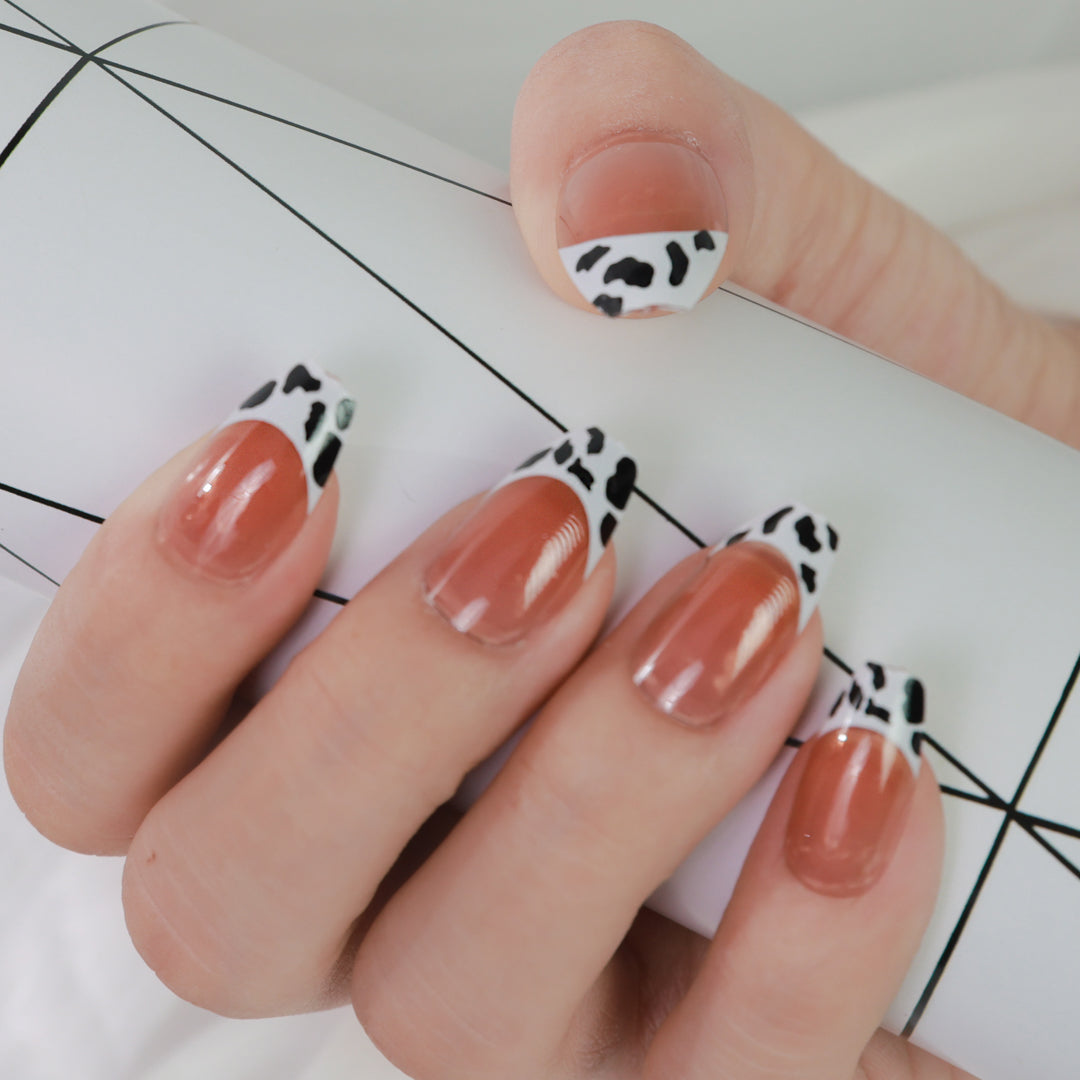 STYLISH SPOTTY COFFIN SHAPE PRESS ON NAILS