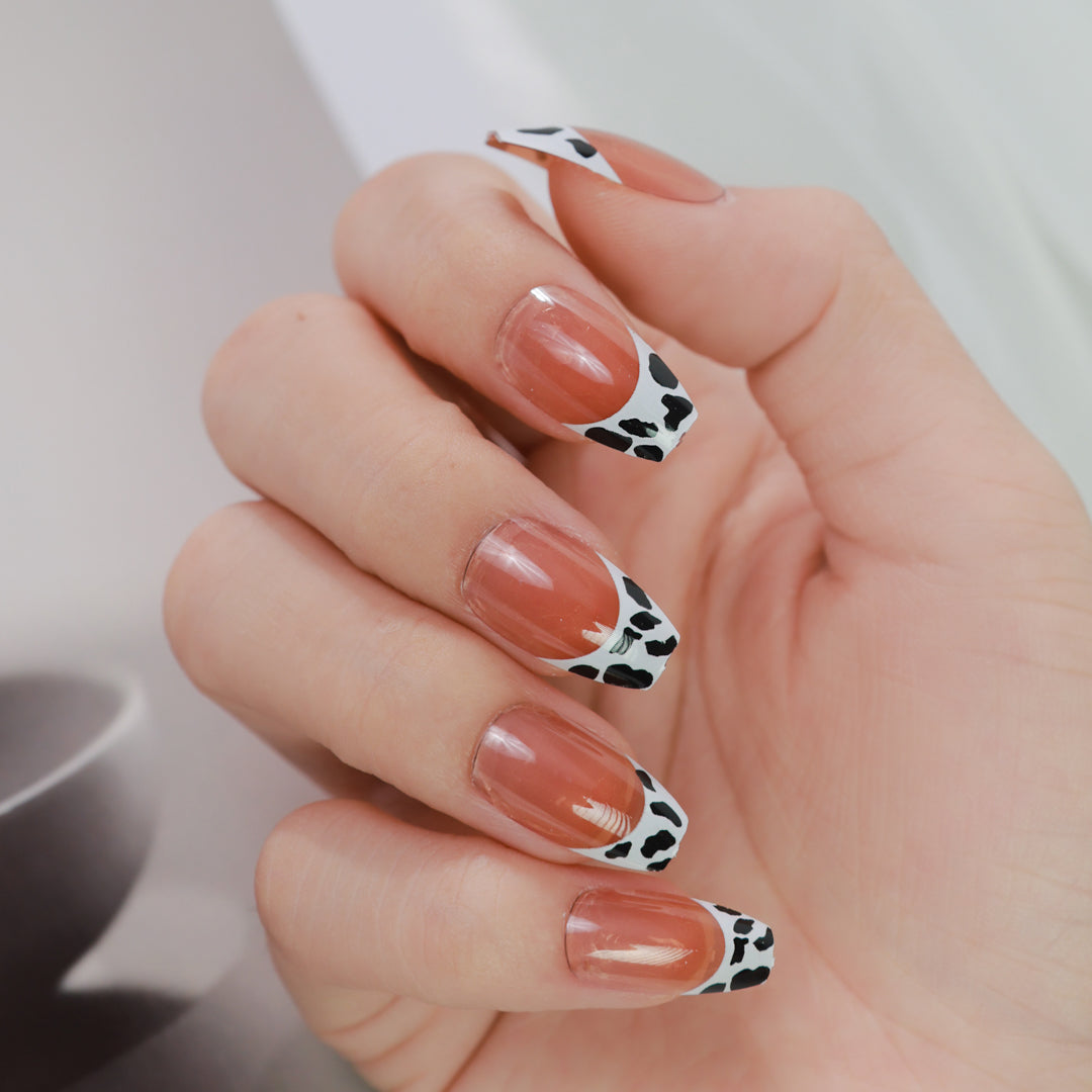 STYLISH SPOTTY COFFIN SHAPE PRESS ON NAILS