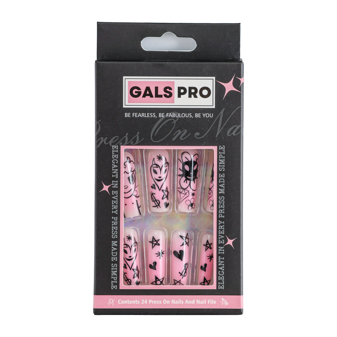 PINKY TRENDY SQUARE SHAPE PRESS ON NAILS