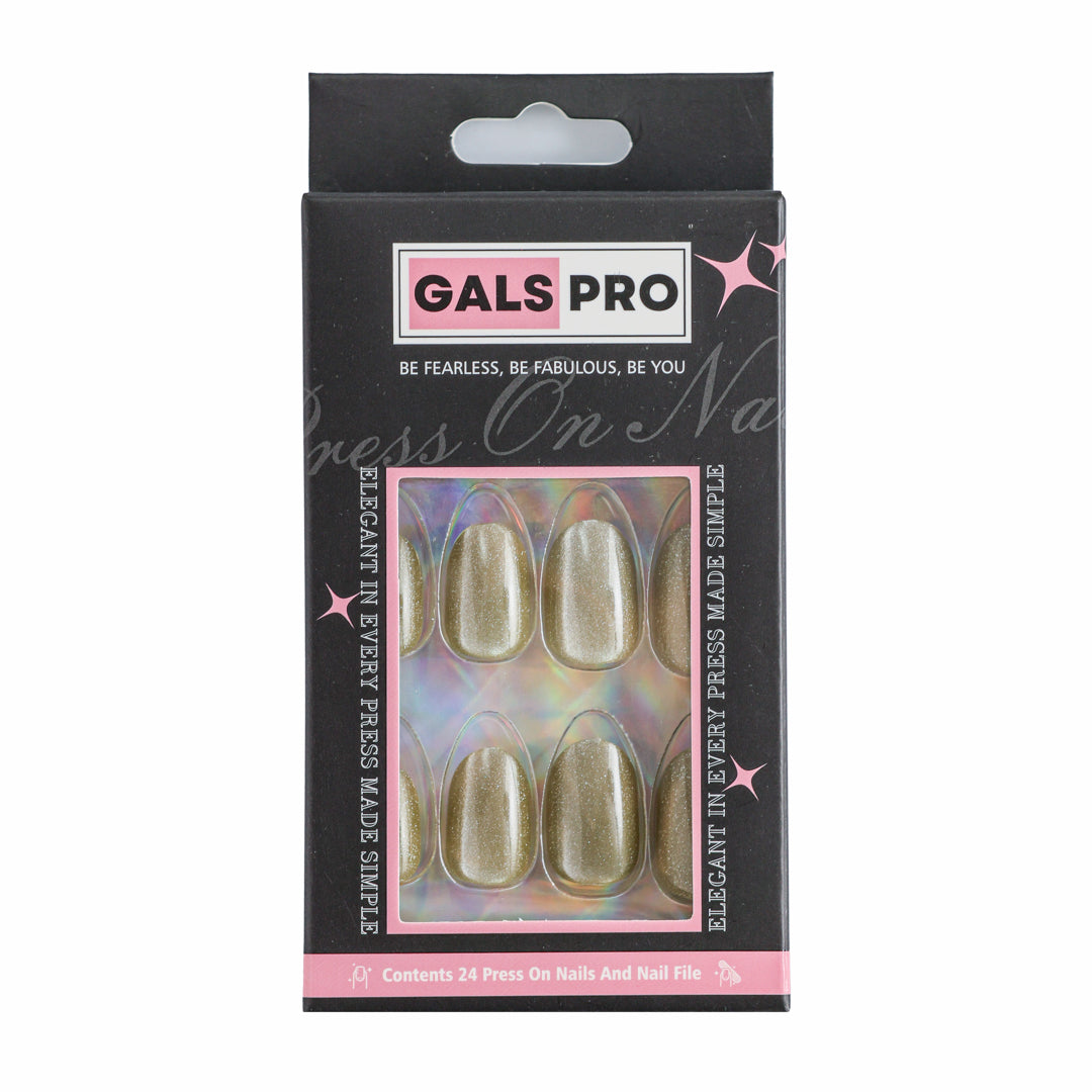 OPULENT GOLD OVAL SHAPE PRESS ON NAILS