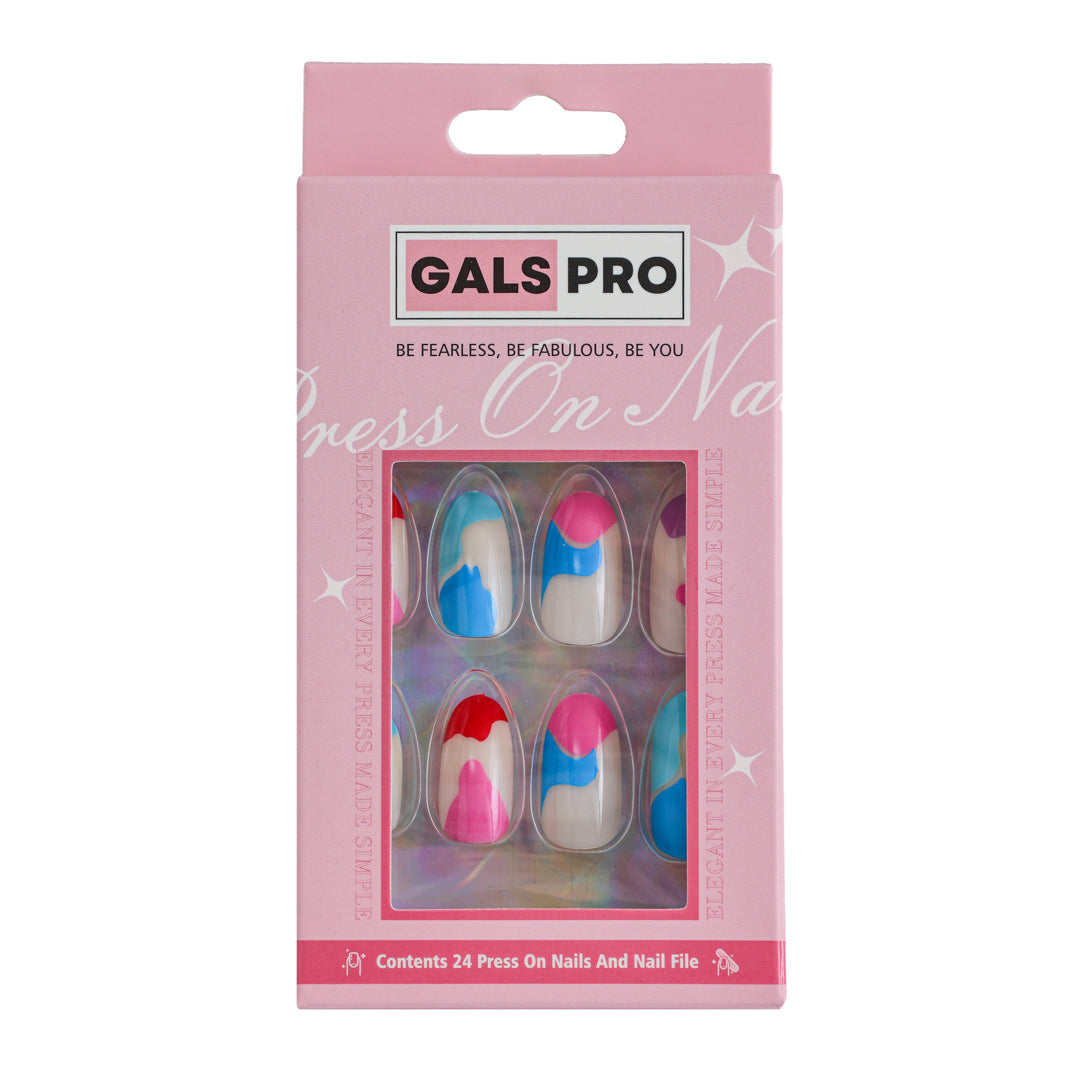 COLOR BURST OVAL SHAPE PRESS ON NAILS