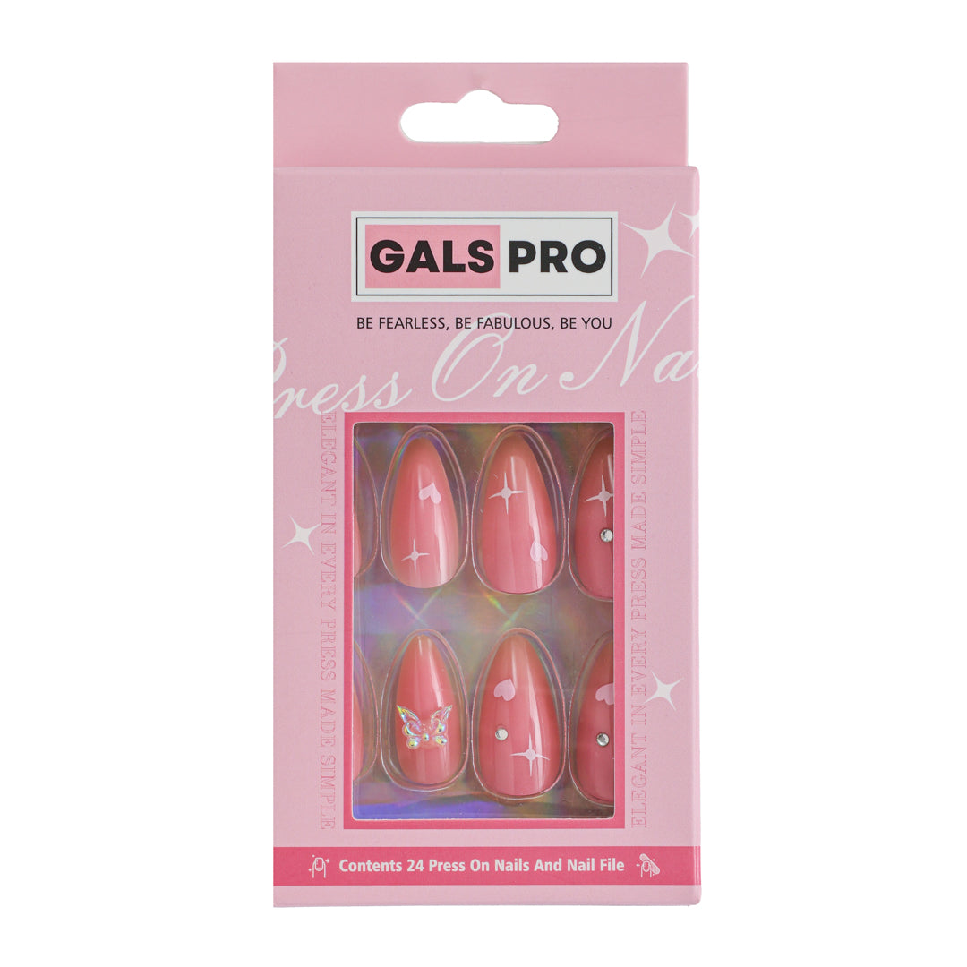 PINK ICE ALMOND SHAPE PRESS ON NAILS