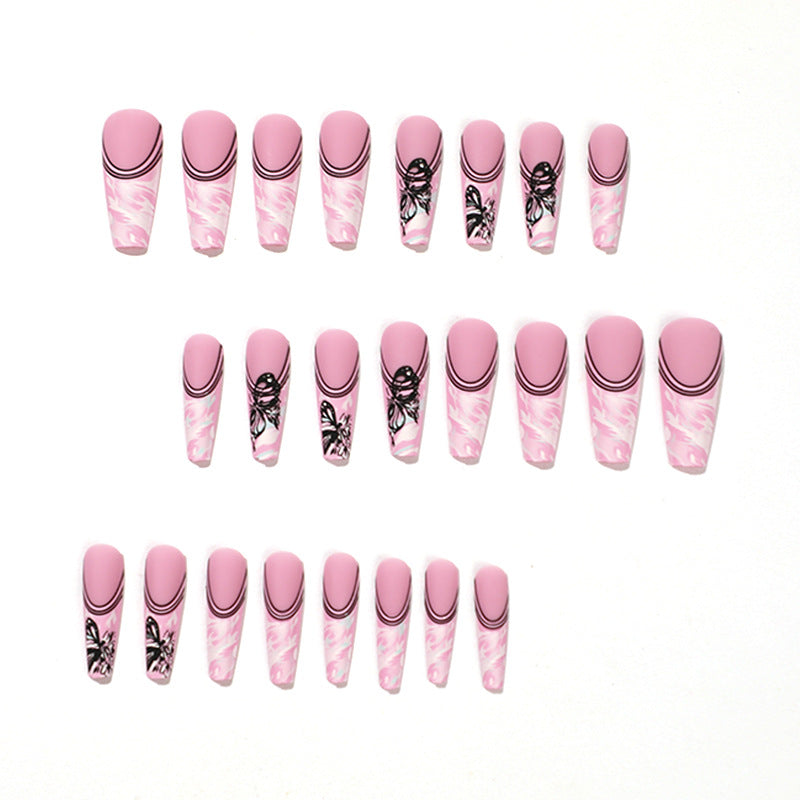 PRETTY IN PINK COFFIN SHAPE PRESS ON NAILS - Galspro