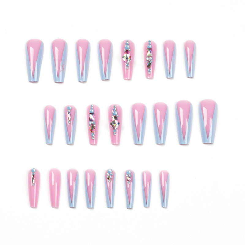 RHINESTONE RADIANCE COFFIN SHAPE PRESS ON NAILS