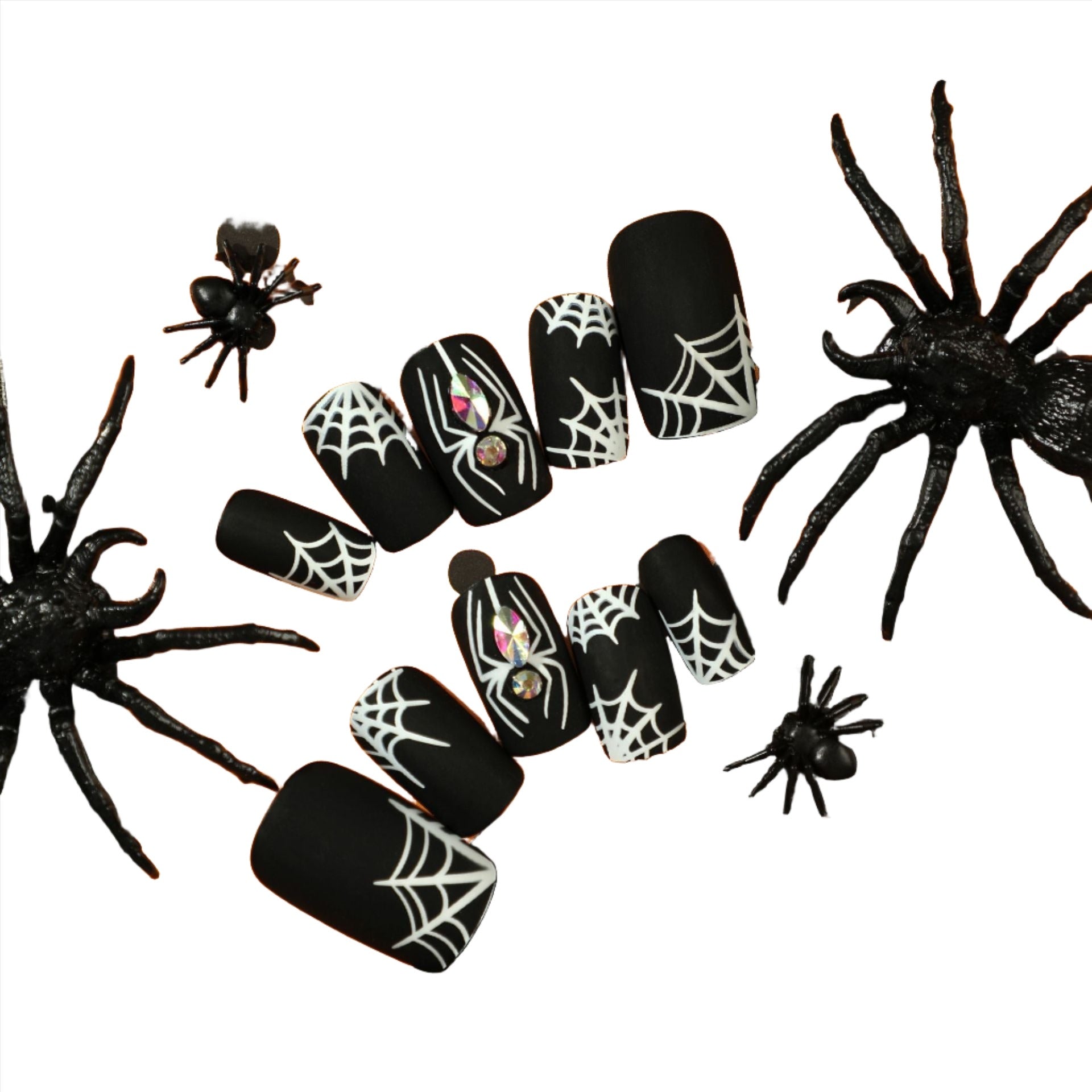 SPOOKY WEB SQUARE SHAPE PRESS ON NAILS