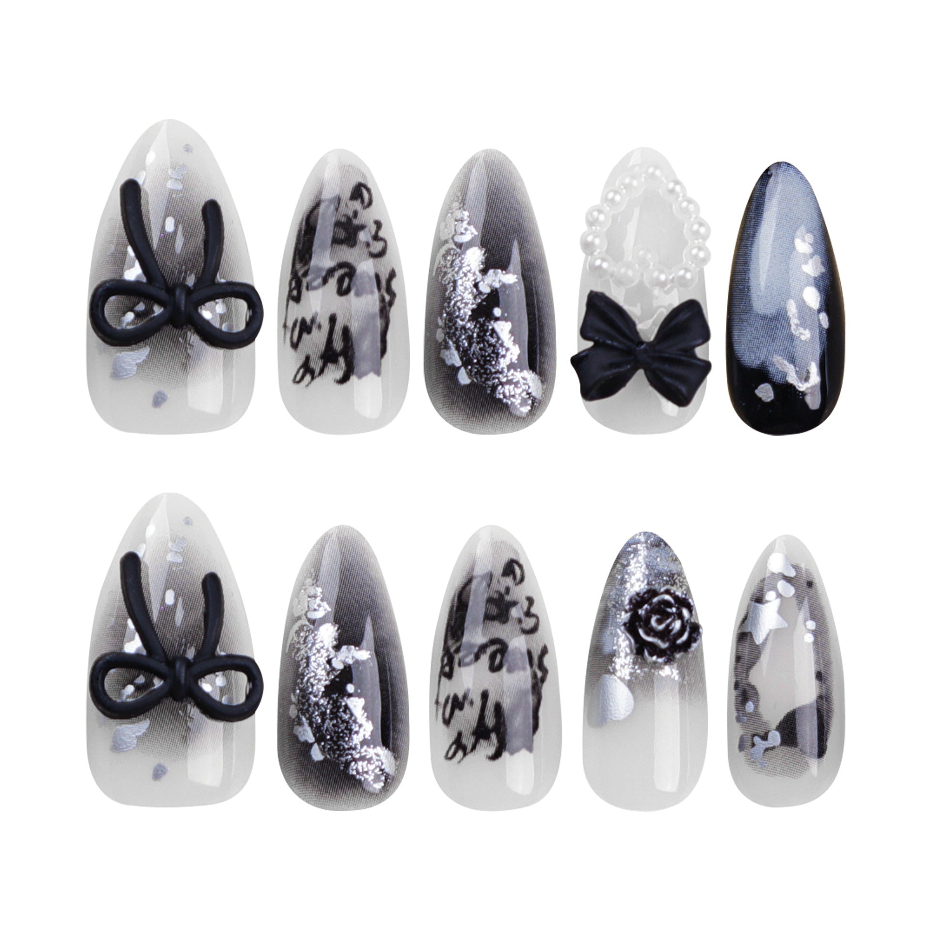 Black and White Almond Nails | Stylish Almond Nails | Galspro