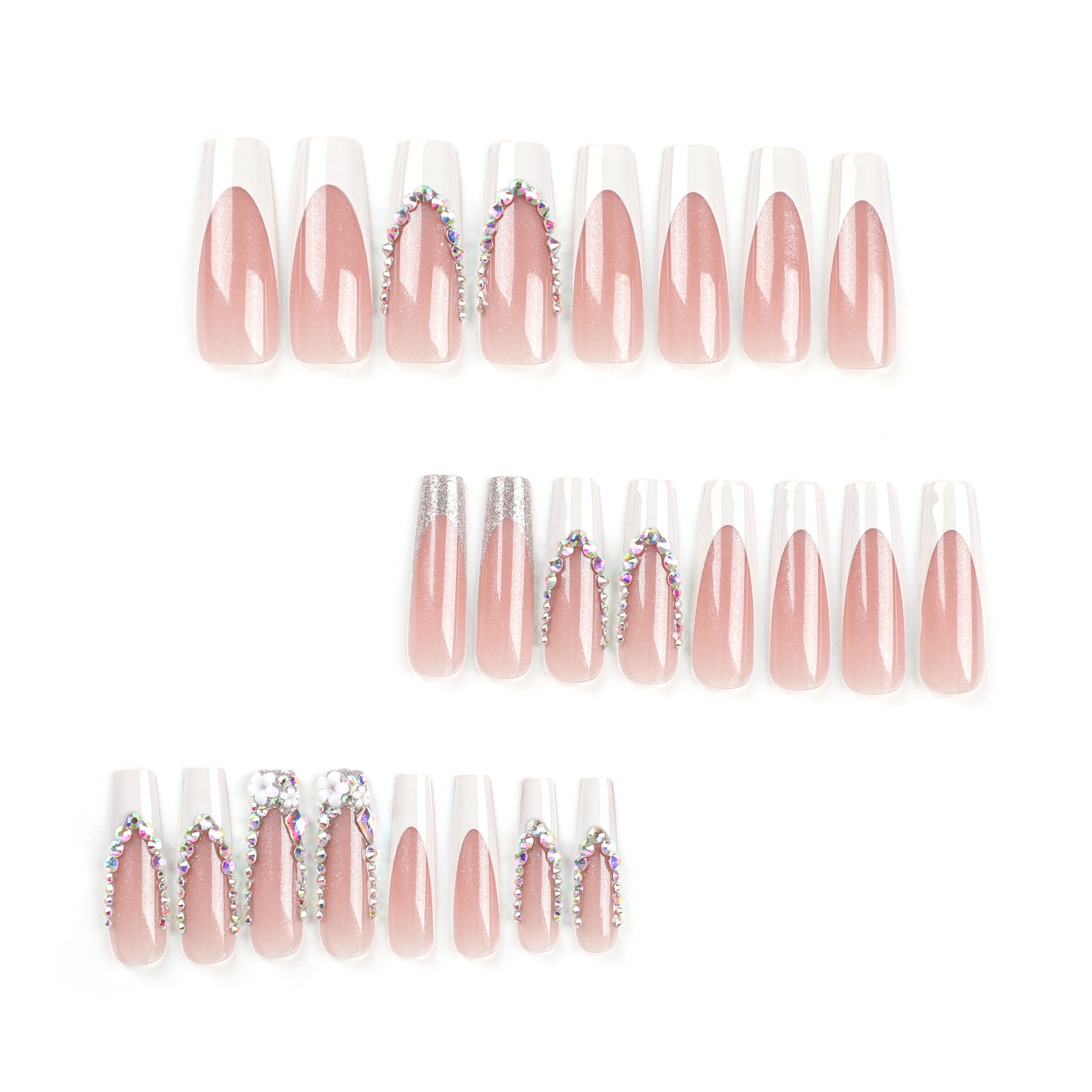 SPARKLING PINK SQUARE SHAPE PRESS ON NAILS