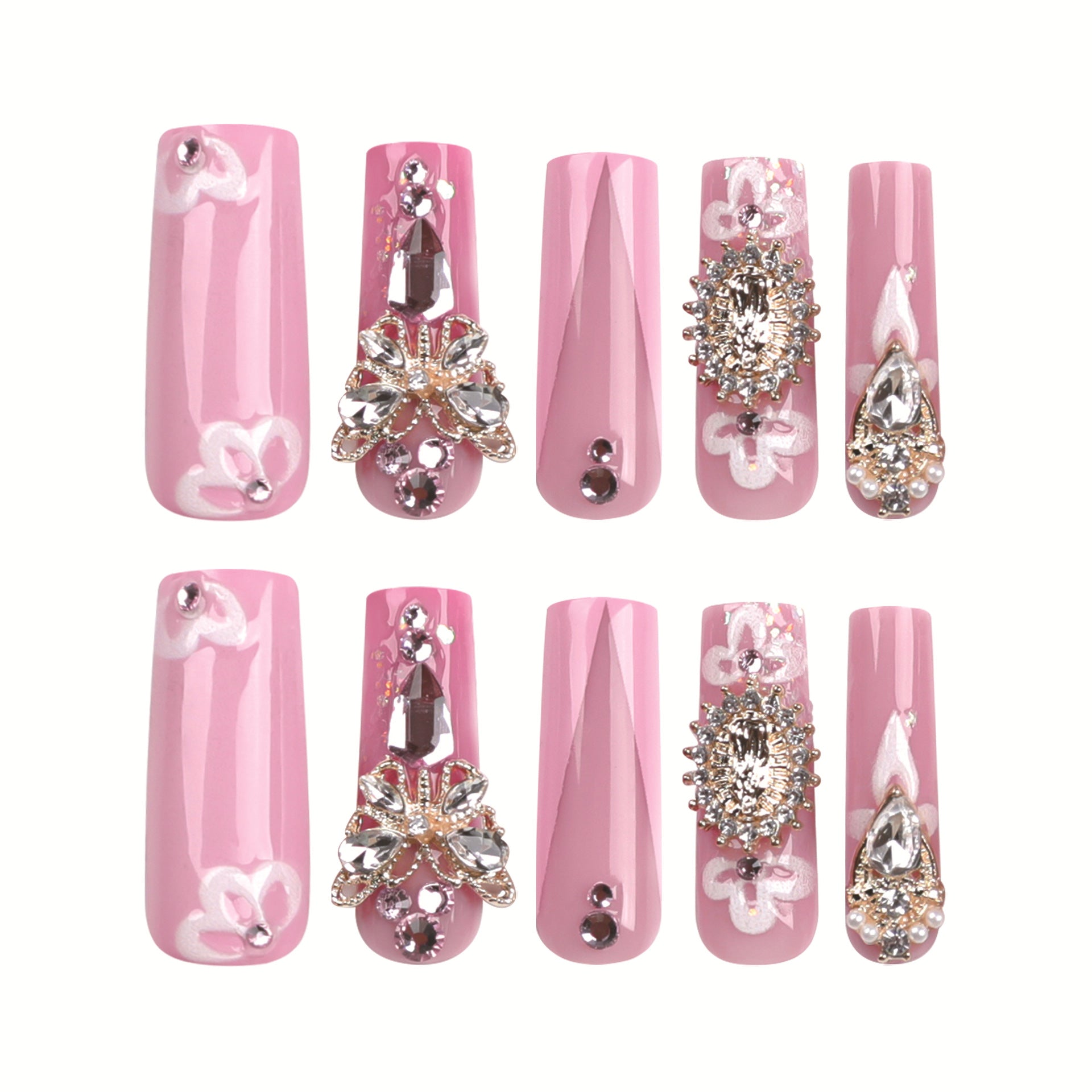 CRYSTAL BLOSSOM SQUARE SHAPE PRESS ON NAILS