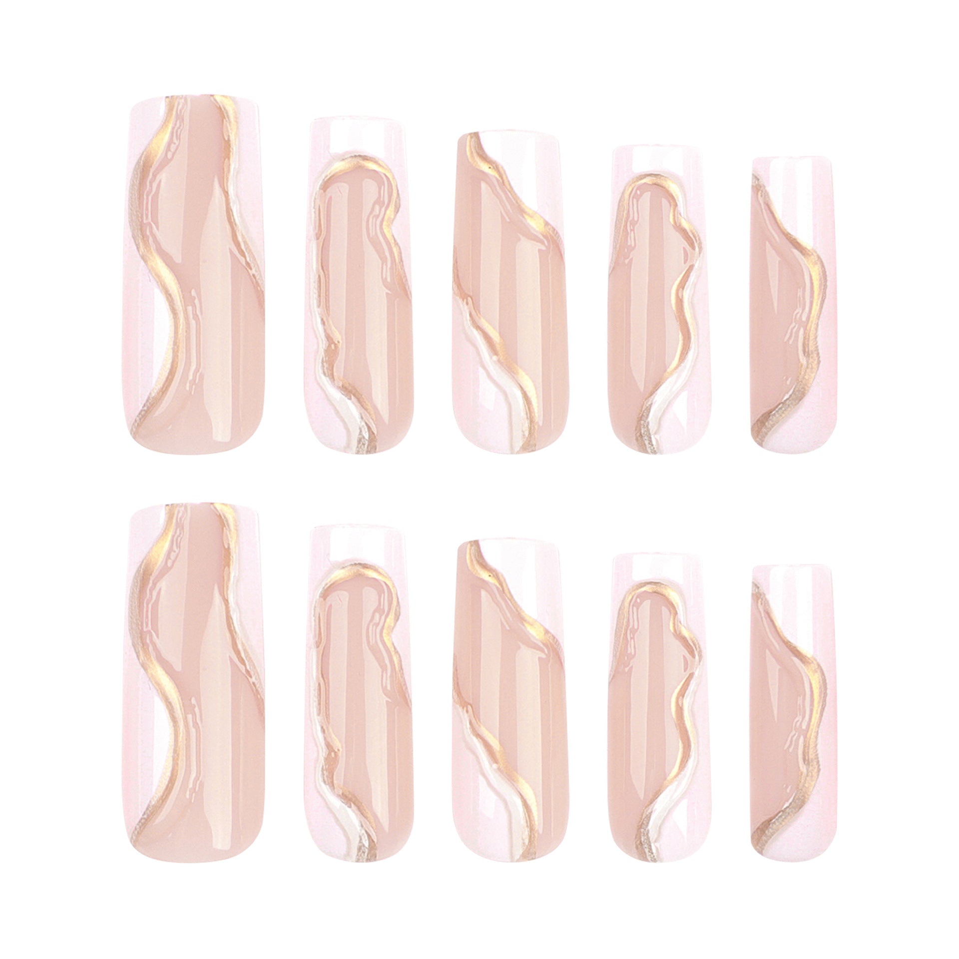 GOLDEN WAVE SQUARE SHAPE PRESS ON NAILS