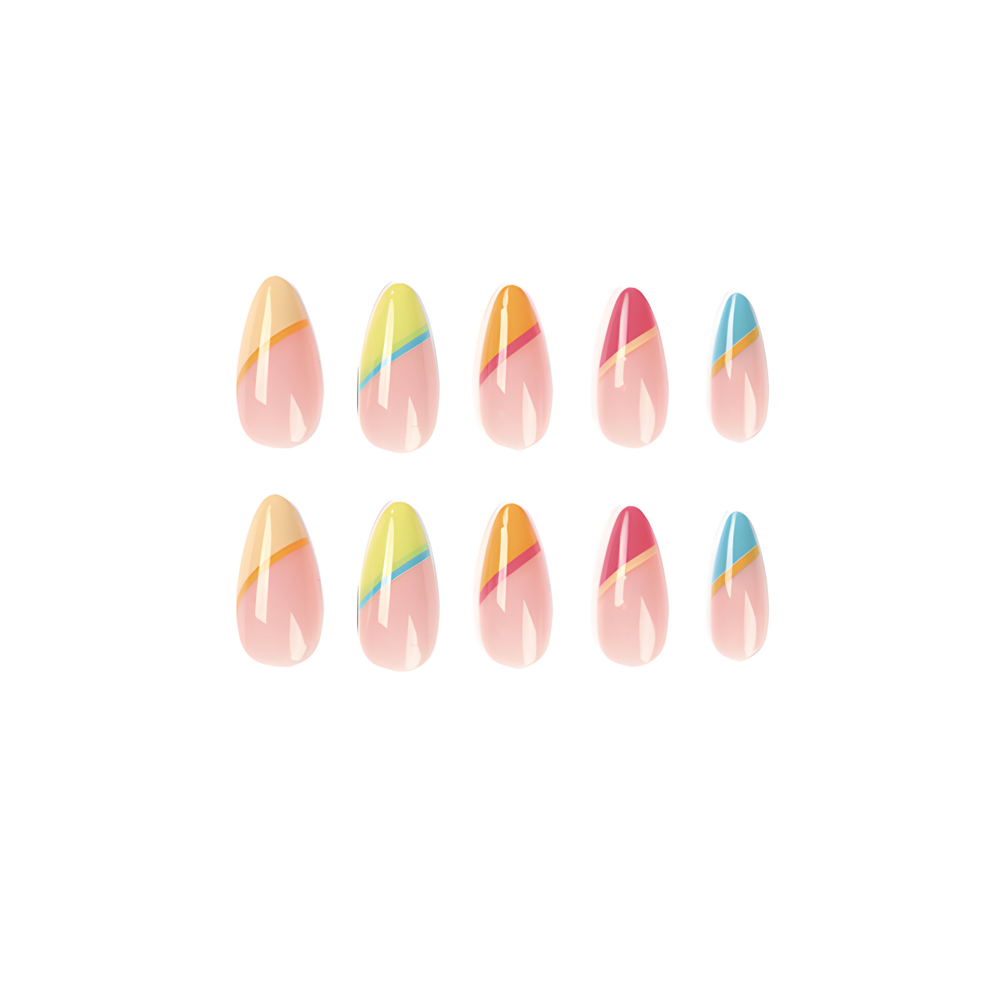 CHIC STRIPED ALMOND SHAPE PRESS ON NAILS