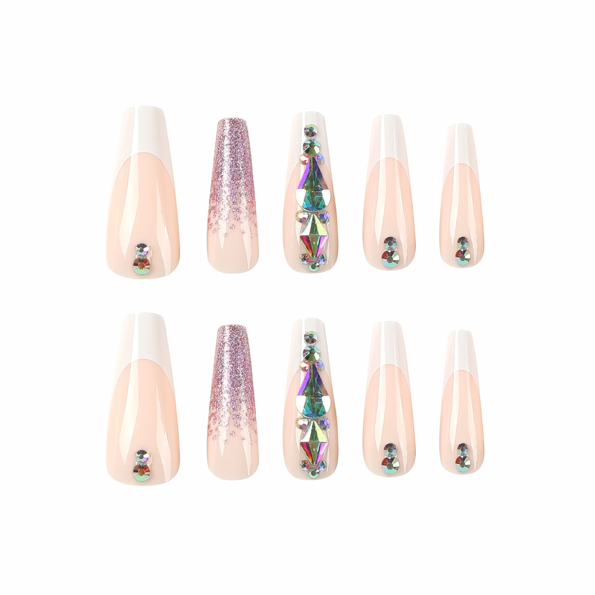 SERENE BLOSSOM COFFIN SHAPE PRESS ON NAILS